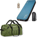 HEETA Waterproof Duffel Bag Motorcycle Dry Bag (Green 60L) Bundled with Self Inflating Sleeping Pad with Electric Pump 4 Ultra Thick Memory Foam Camping Mattress