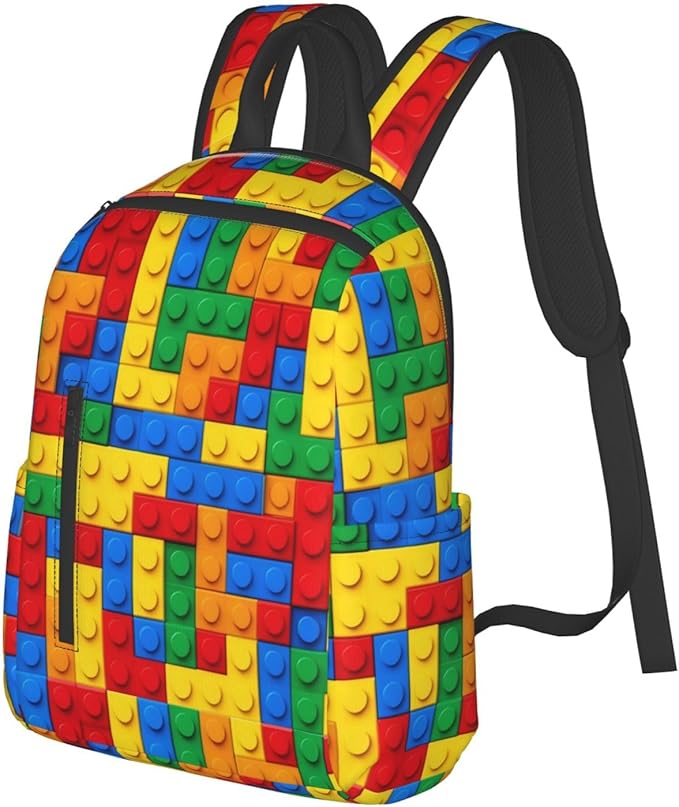 Unisex Colorful building blocks bricks Backpack Durable Laptop Backpack with Adjustable Shoulder Straps Multipurpose Backpacks for Travel Hiking Camping