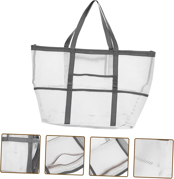 DOITOOL 2pcs Tote Handle Mesh Toy Use Bag Beach Organizer for Organizers Shower Basket Outdoor with Whitex4pcs 59x36cmx4pcs