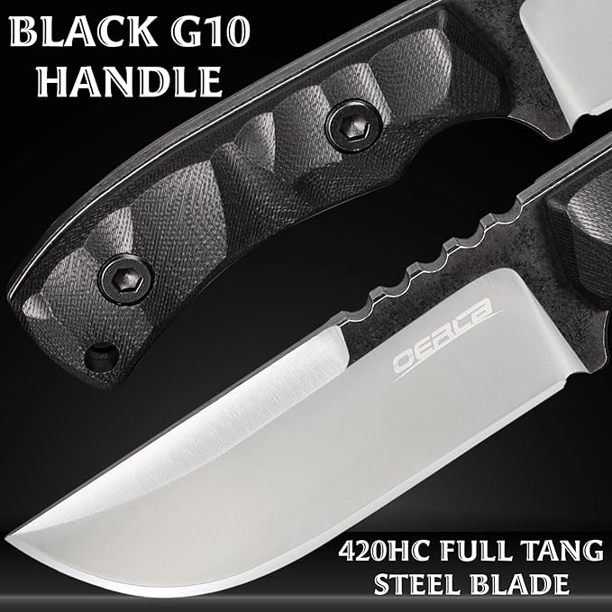 OERLA TAC TF-0017 Thunder Flash Fixed Blade Outdoor Duty Straight Knife - 420HC Stainless Steel Field Knife with G10 Handle Waist Clip EDC Kydex Sheath