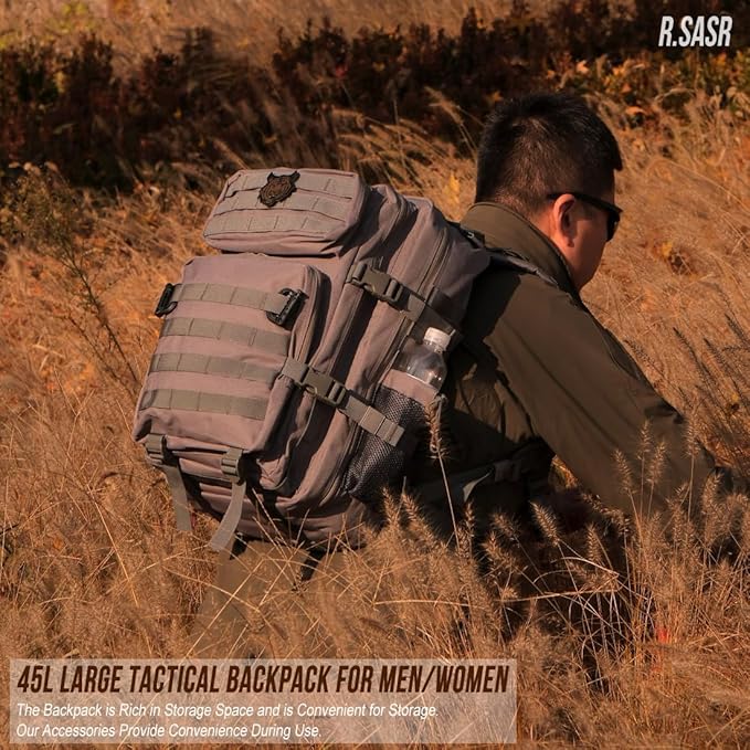 45L Tactical Backpack for Men Women Military Assault Pack with MOLLE Large 3 Day Bug Out Bag for Hiking Camping