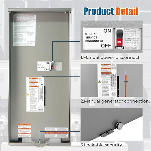200 Amp Automatic Transfer Switch Replacement for Generac RXSW200A3 - Service Entrance Rated - NEMA 3R Outdoor Aluminum Enclosure - Compatible with Evolution or Nexus Controllers