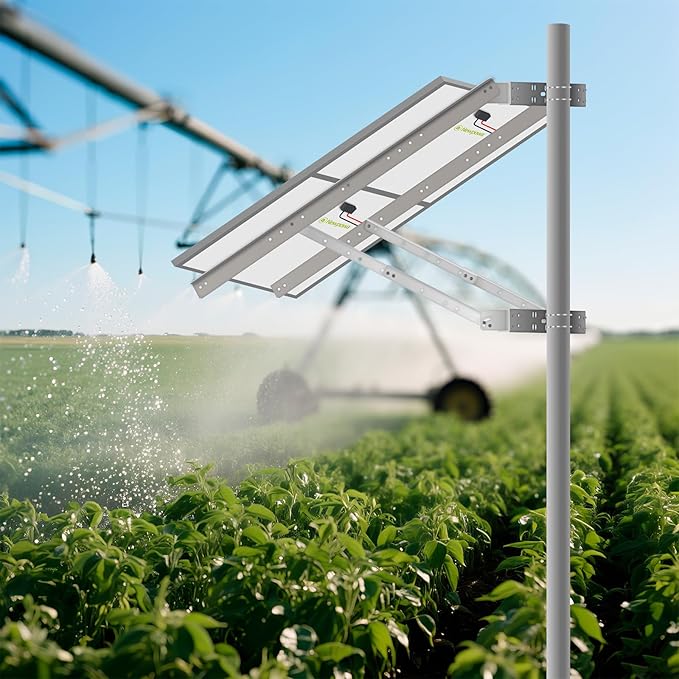 Newpowa Solar Panel Pole Mount Universal Double Arm with Support Pole and Wall Mount Bracket 0-90° Tilt Angle up to 2PCS 220W/60.63 Widtht