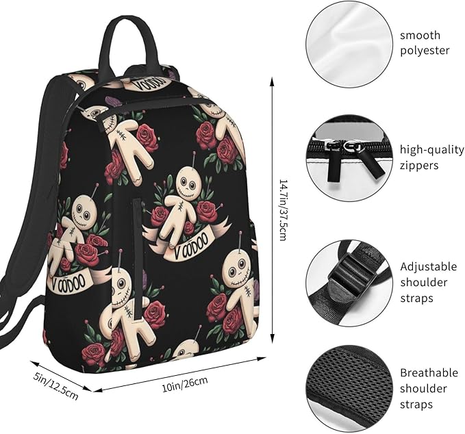 Travel Laptop Backpack Halloween goth gothic voodoo doll College Backpack Business Work Bag for Men Women