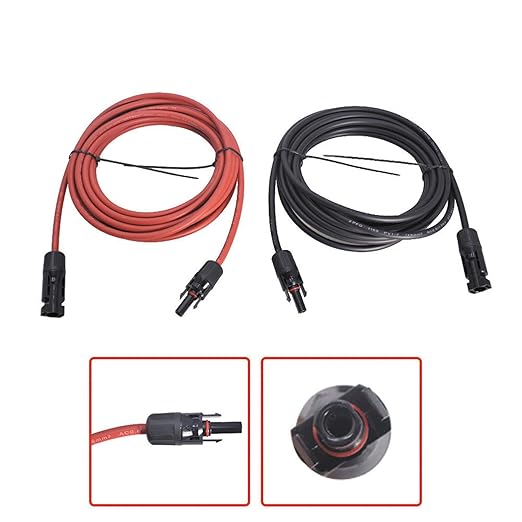 WFLNHB 25FT 12AWG Black + Red 12 Gauge Solar Panel Extension Cable Wire with Female and Male Connector Solar Connector