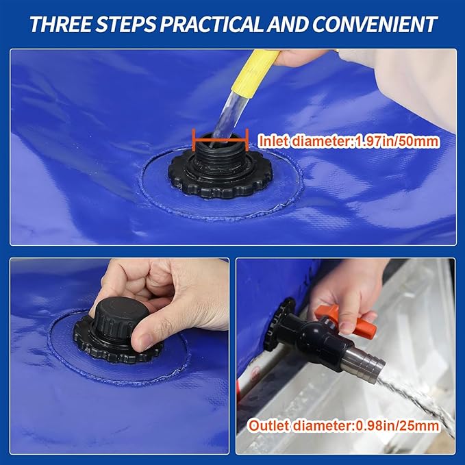 3000 L/792.5 gal Water Bladder Storage Containers Foldable Portable Water Tank Large Capacity Soft Water Bag Drought Resistance Fire Prevention Emergency Water