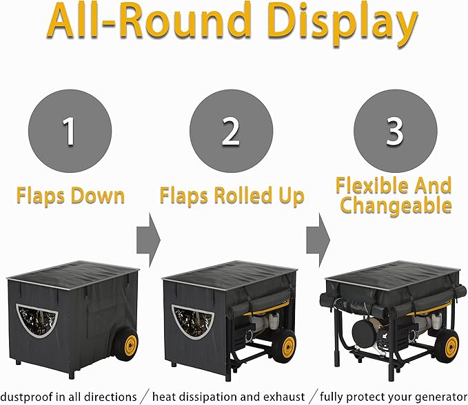 Runtime Generator Cover 100% Waterproof Generator Cover Double Layer Design All Weather Use Extra Heavy Duty 600D Water Resistant Polyester Tarp 32x24x24 Tear-resistant black.