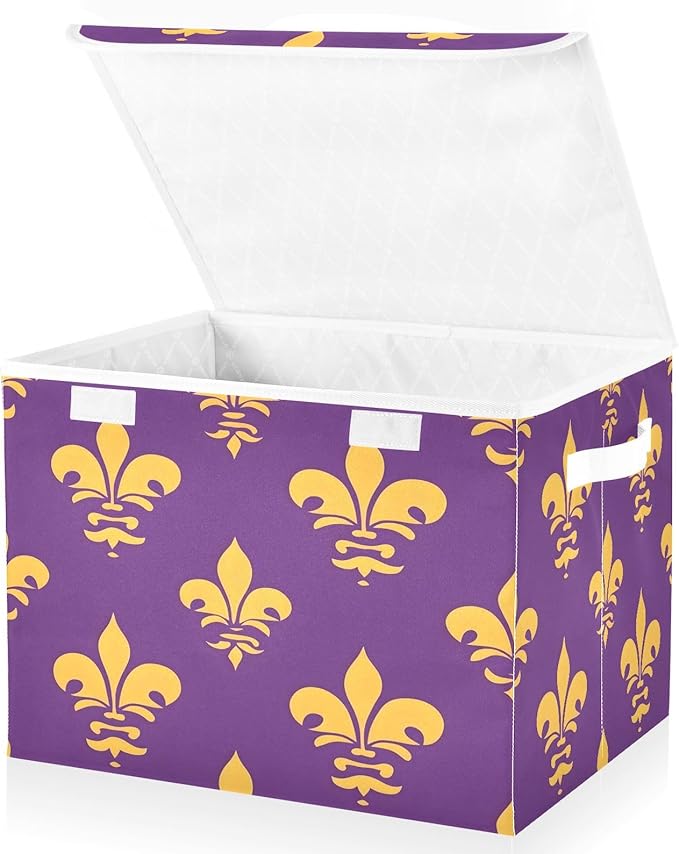 Graffiti Mardi Gras Logo Pattern Foldable Storage Baskets Fabric Boxes with Handle Organizers with Flip-Top Lids Storage Bins for Home Bedroom Office
