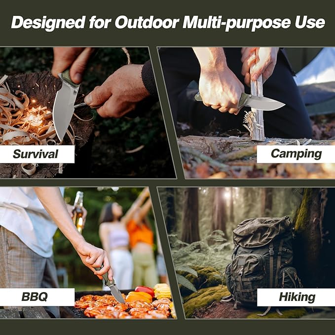 FINTISO Pocket Knife 3.26 Premium 14C28N Blade G10 Handle with Fire Starter Function Folding Knife with Pocket Clip for Men Women EDC Knife for Outdoor Camping Hunting Hiking Survival Falcon S