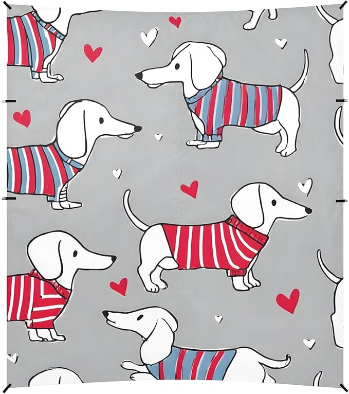 ALAZA Dachshund Dog Striped Clothing Pattern Beach Tent Sun Shelter Portable Canopy Sunshade for Outdoor Camping Picnics Backyard Fun 10x9 ft