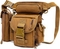 Tactical Drop Leg Bag Nylon Thigh Fanny Pack for Men Women Motorcycle Leg Pouch for Outdoor Travel Sports Cycling Fishing Riding Hiking Camping with Water Bottle Pouch (Brown)