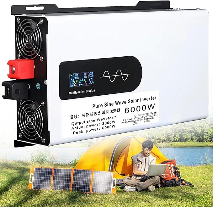 High Power Pure Sine Inverter Voltage Converter 5000W 6000W 8000W Solar Inverter 12V 24V 48V 60V 72V DC to 110V 220V AC Car Inverter Home Transformer with Display for Auto Trucks~/
