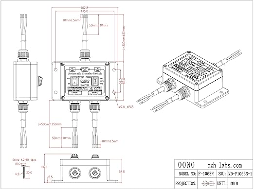 Manual and Automatic Transfer Switch AC120V 15A ATS Auto Transfer Switch (Core Wires Connects)