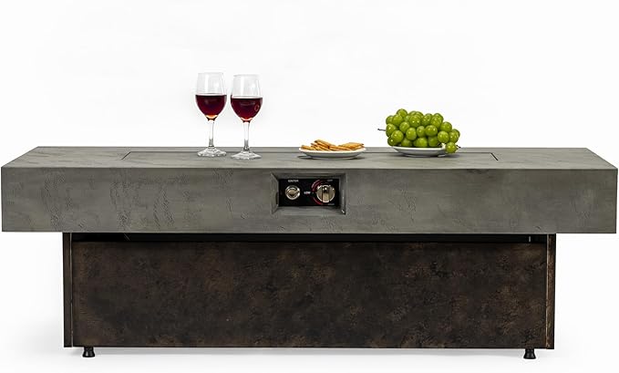 Outdoor Fire Pit Table Propane Gas Fire pits Outdoor Fireplaces 54'' Rectangular Firepit Table 50000 BTU Fire Table for Patio Set Three Options of Assembled Hight Grey.
