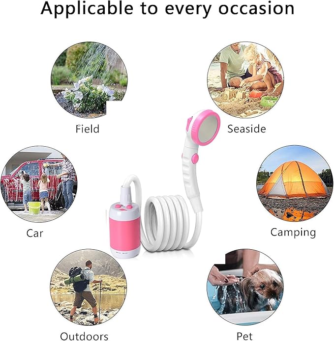 Portable Outdoor Shower Pump Rechargeable Battery Portable Shower for Camping Camp Suitable Electric showerhead for Hiking Campsites
