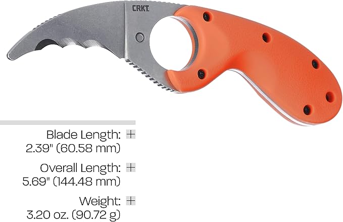 CRKT Bear Claw Emergency Rescue Fixed Blade Knife with Sheath: Hawkbill with AUS 8 Steel Blade Glass-Reinforced Nylon Handle 2511ER