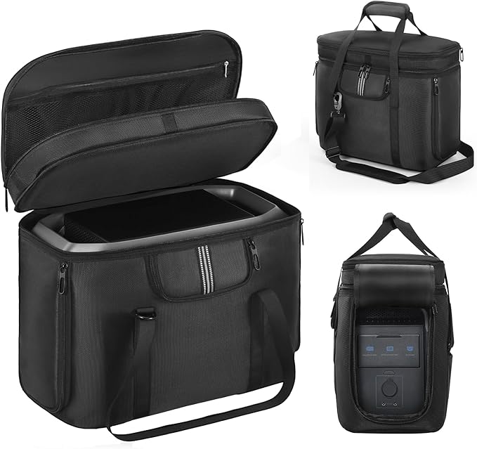 Portable Carrying Case Compatible with ECOFLOW DELTA 3 Plus/DELTA 3/Classic Protective Storage Bag for Power Station and Accessories with Multiple Quick Connect and Heat Dissipation Windows
