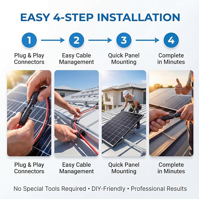 Solar Panel Extension Cable 10 AWG 100Ft 6mm² Wire Gauge Certified PV Cable100% Tinned Copper Heavy Duty with Male Female Waterproof mc4 Connectorsfor RV Home Boat Photovoltaic Systems