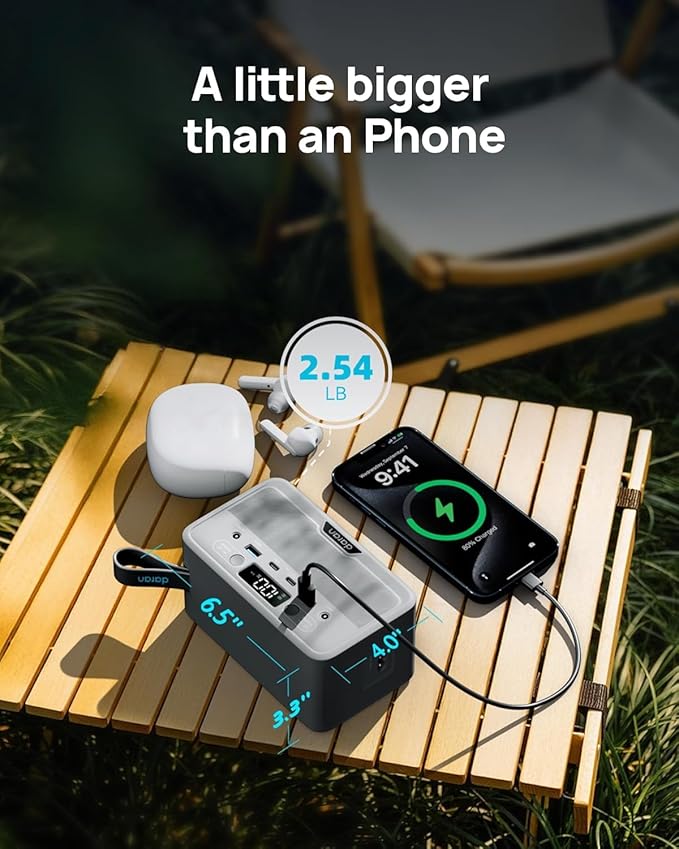 DARAN Portable Power Station 100W with 25W Solar Panel LiFePO4 Battery Power Bank with110V AC Outlets Solar Generator Fast Charging for Hurricane EmergencyOutdoor UseOff-Grid traveling