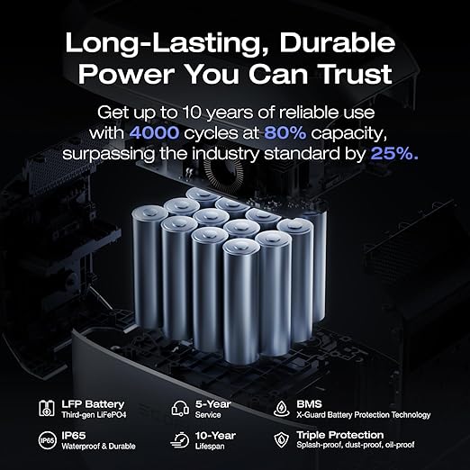 EF ECOFLOW Portable Power Station DELTA 3 Plus 1024Wh LiFePO4 (LFP) Battery 1800W AC/140W USB-C Output Solar Generator (Solar Panel Optional) for Home Backup Camping&ampRV