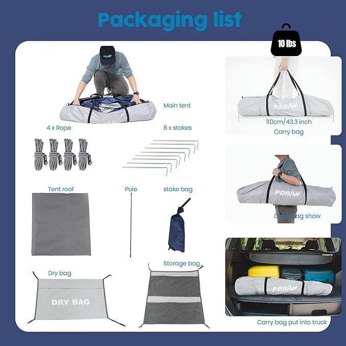 Camping Shower Tent Deluxe Changing Room Easy Set Up Privacy ShelterLarge Toilet Tent with Floor Drain Design for Beach CampingHiking with Stakes and Ropes for Stability