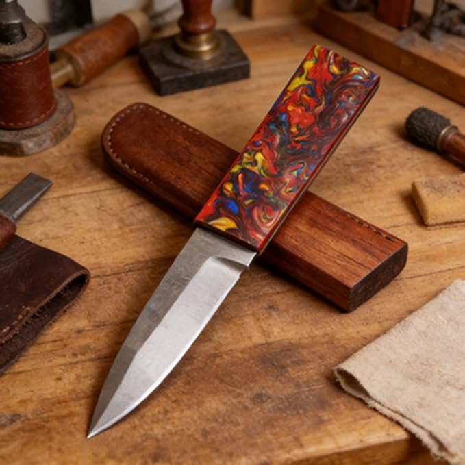 2-piece Set Of Knife Scales Blanks Red Yellow And Blue Mixed Color DIY Resin Handle Material(2pcs)