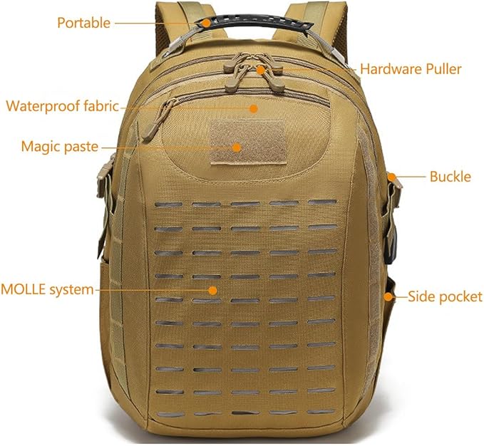 Military Tactical Backpack for Men Military Molle Pack Daypack 3 Day Assault Pack Rucksack Bag (Black)