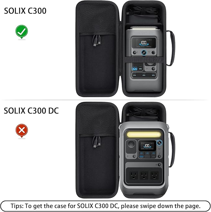 co2CREA Hard Travel Case Compatible with Anker SOLIX C300 DC Power Bank Station Outdoor 288Wh 90000mAh Portable Power Station 300W Solar Generator