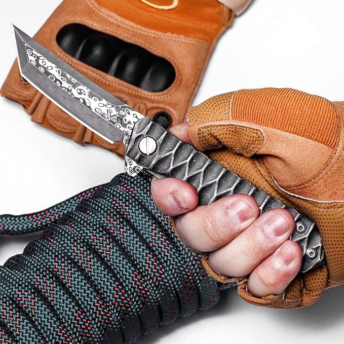 BGT VG-10 Damascus Folding Pocket Knife Custom Knives for Outdoor Camping FishingGift for Man Husband Dad