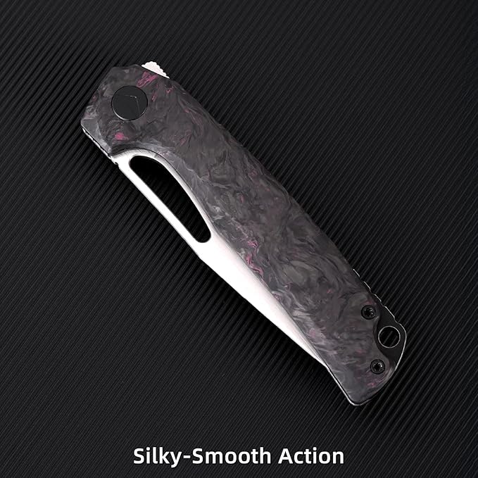 Pocket Knife 3.5 M390 Blade Folding Knife Hunting Knife Survival Knife with Pocket Clip EDC Knives for Hunting Camping Survival Outdoor Fishing Hiking (Purple&ampBlack)