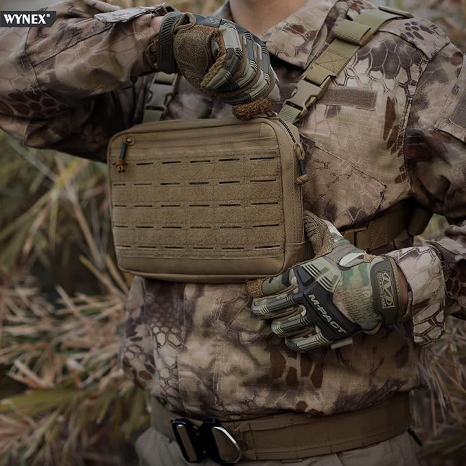 WYNEX Tactical Folding Admin Pouch Molle Tool Bag Utility Organizer EDC Medical Bag Pouches Tactical Chest Rig Bag of Laser Cut Design Molle Chest Bag Chest Pack for Men