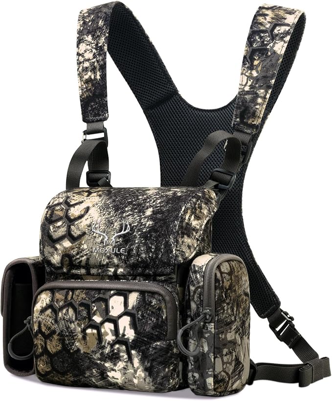 MOXULE Binocular Harness Chest Pack: Waterproof Bino Case with Rangefinder Pocket for Birdwatching and Hiking- BINO R2 Pro