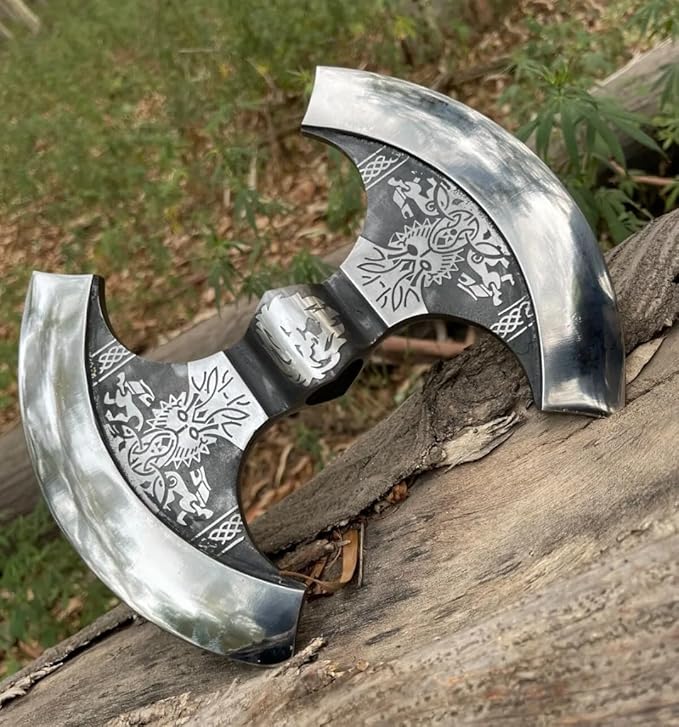 Empire Handmade Carbon Steel Viking Beautiful Double Edge Axe Head - Bearded Axe - Hand Forged Axe Head with Leather Sheath by Empire Industry