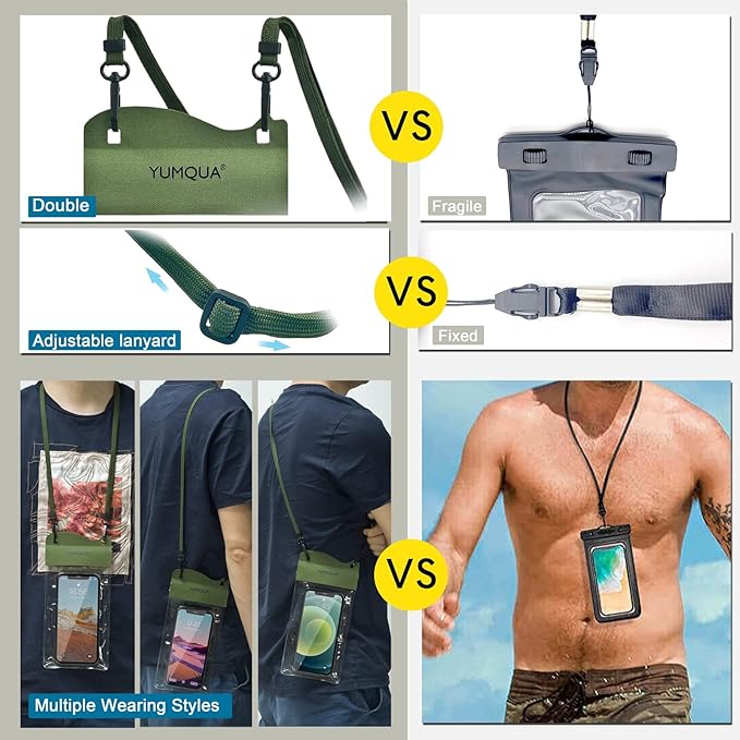 YUMQUA 5L Waterproof Dry Bag Bundle with 2 Pack Large Waterproof Phone Pouches