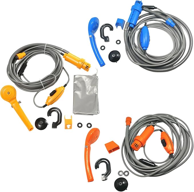 Portable Shower for Camping | 12V Electric Outdoor Camp Shower Pump | Electric Camp Powered by Car Cigarettes Camping Accessories