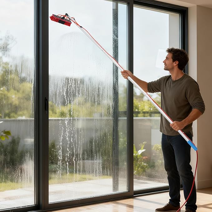 10Ft Reach Solar Panel Cleaning Brush &amp Pole Water Fed Pole KitSuitable for high Windows Cleaning Solar photovoltaic Panel Cleaning and Cleaning Cars Trucks Vans caravans Windows