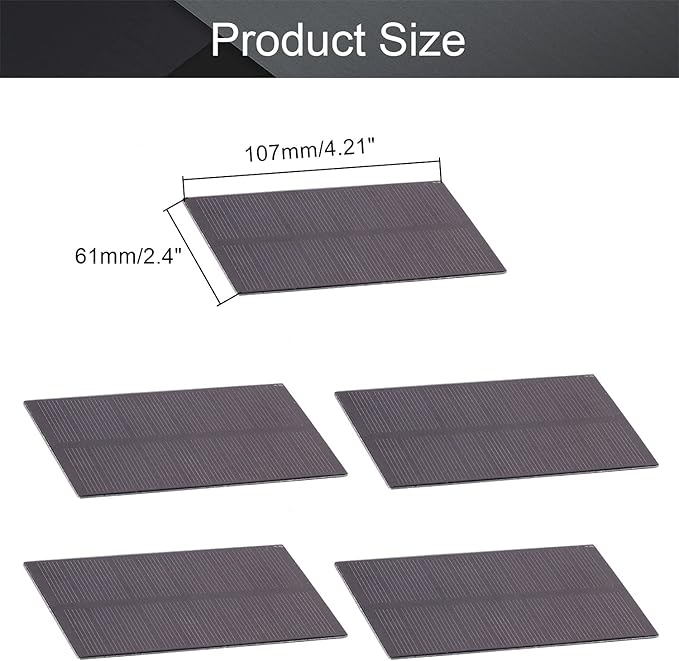 Fielect 5pcs 5V 1W Solar Panel Polysilicon Mini Solar Cells DIY Electric Toy Materials for Battery Power LED 107mmx61mm