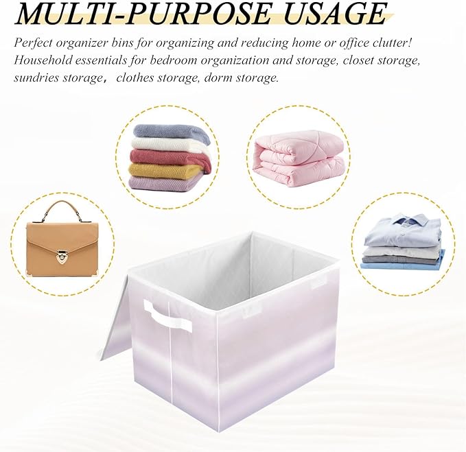 Gradients Storage Bins with Lid Foldable Closet Storage Quart Storage Container for Office Supplies Home Decor
