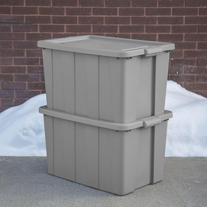 Sterilite 4 Pack Tuff1 Storage Tote Stackable Plastic Bin with Lid 30 Gallon