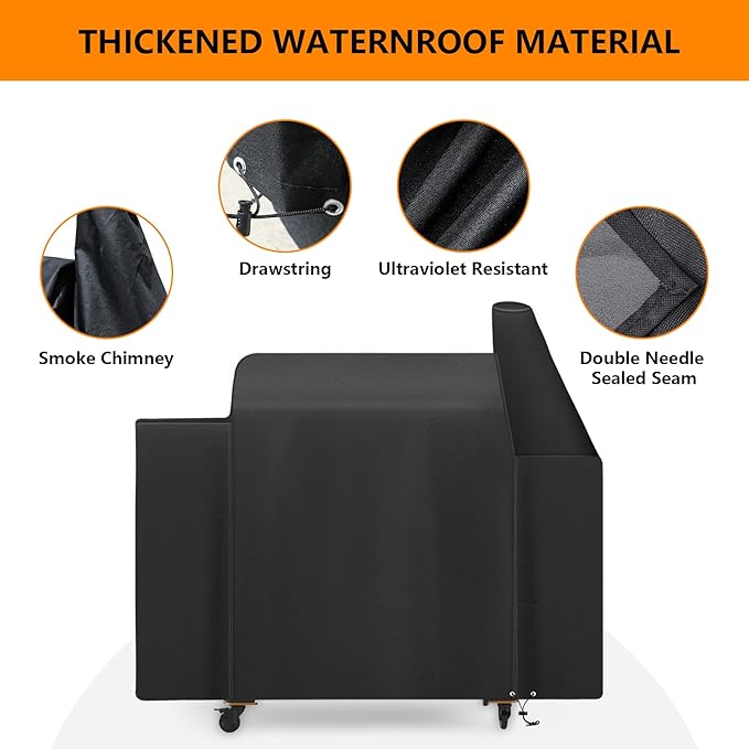 Grill Cover for Pit Boss Savannah Onyx Edition Pellet GrillAll-Weather Outdoor Heavy Duty 600D Waterproof Pitboss PB1500NX Smoker Cover for Pit Boss Savannah Onyx 1500 Pellet GrillBlack