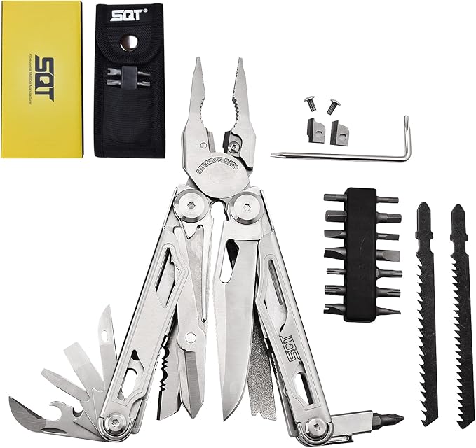 SQT2045 20-in-1 Multitool Foldable &amp Self-Locking Professional Tool for DIY Home Repairs &amp Outdoor Camping Must-Have Gifts for Men Compact &amp Durable-