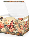 Butterfly Garden Colorful Collapsible Storage Bins with Lids &amp Handles Foldable Storage Boxes Basket with Flip-Top Lid for Home Office 16.5” x 12.6” x 11.8”