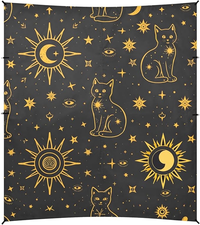 ALAZA Golden Edged Cat Pattern Beach Tent Sun Shelter Portable Canopy Sunshade for Outdoor Camping Picnics Backyard Fun 10x9 ft