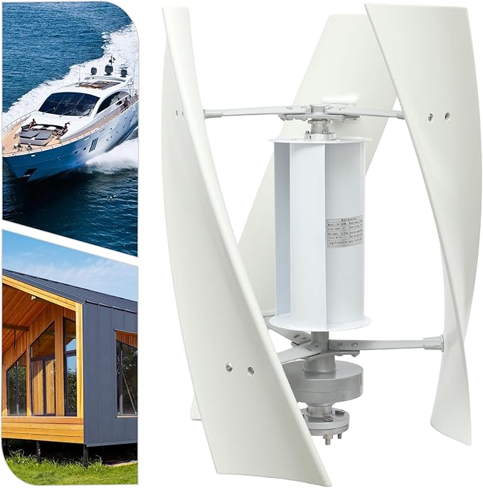 100W Vertical Axis Wind Turbine Generator Permanent Magnet Generator with Intelligent Controller Low Noise Helical Design Windmill for Home Boats Street Lighting (24V100wStyle 1 White)