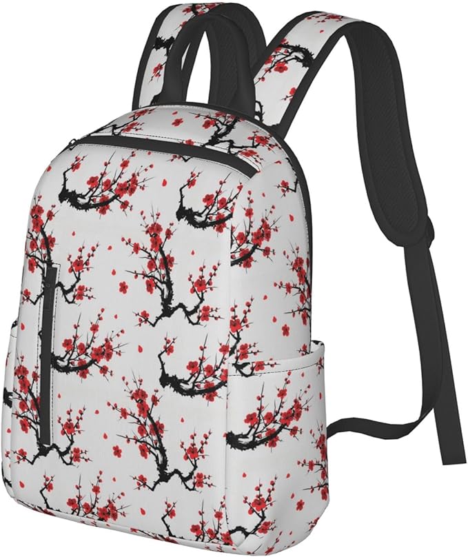 Men Women Bookbag Japanese Watercolor Cherry Blossom Laptop &amp Tablet Backpack for Travel &amp Work