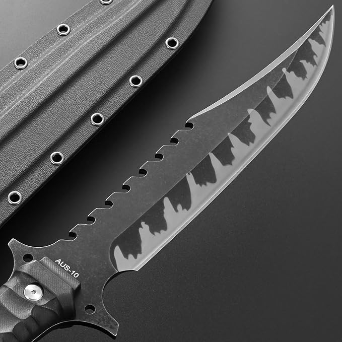 Gtkii GTK41 Fixed Blade Knife AUS-10 Steel Blade Full Tang Nylon Fiberglass Handle Cool Style Fix Knifes for Outdoor Camping Hunting Collection