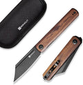 SENCUT Bronte Folding Pocket Knife with Front Flipper Opener 3.38 Inch Blade Cuibourtia Wood Handle with Black Stonewashed 9Cr18MoV Blade SA08E