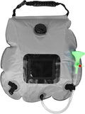 Veemoon 20l Portable Solar Shower Bag with Temperature Indicator Gray Hiking Camping Water Bag for Outdoor Traveling and Beach Use
