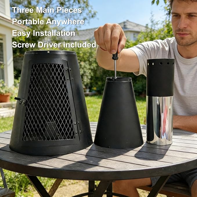 Chiminea Outdoor Fireplace for Patio with Fire Mat and Poker 3.6ft Small Chimneas Portable for Backyard Deck Camping and Beach chiminea fire Pit