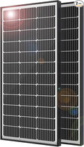 JJN 200 Watt Solar Panels 10BB Monocrystalline 12V 2PCS 100W Solar Panel 23% High Efficiency PV Module Power Charger for RV Home Farm Boat Caravan and Off-Grid Applications